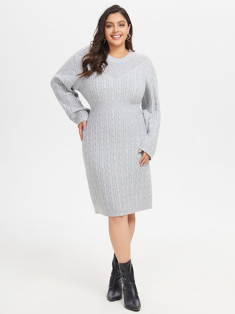 VIP Solid Cable Knit Midi Sweater Dress