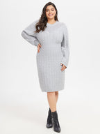 VIP Solid Cable Knit Midi Sweater Dress