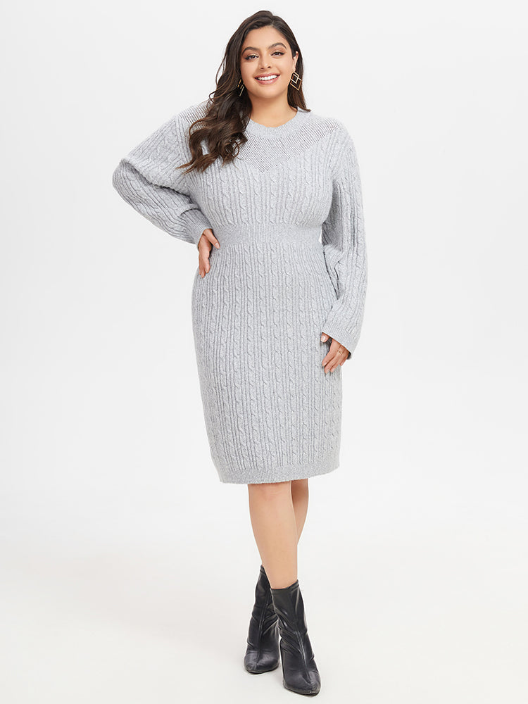 VIP Solid Cable Knit Midi Sweater Dress