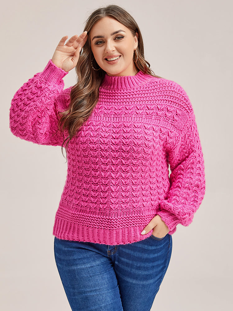 Solid Mock Neck Knit Sweater