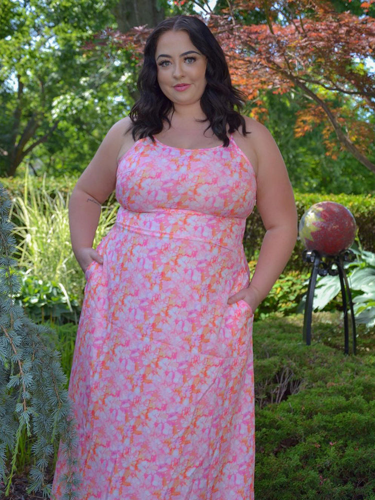 Plus Pink Floral Spaghetti Strap Maxi Dress
