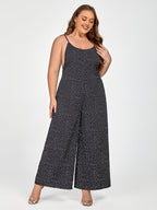 Plus Black Polka Dot Spaghetti Strap Jumpsuit