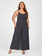 Plus Black Polka Dot Spaghetti Strap Jumpsuit