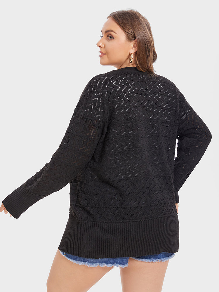VIP Pointelle Knit Button Dual Pocket Cardigan