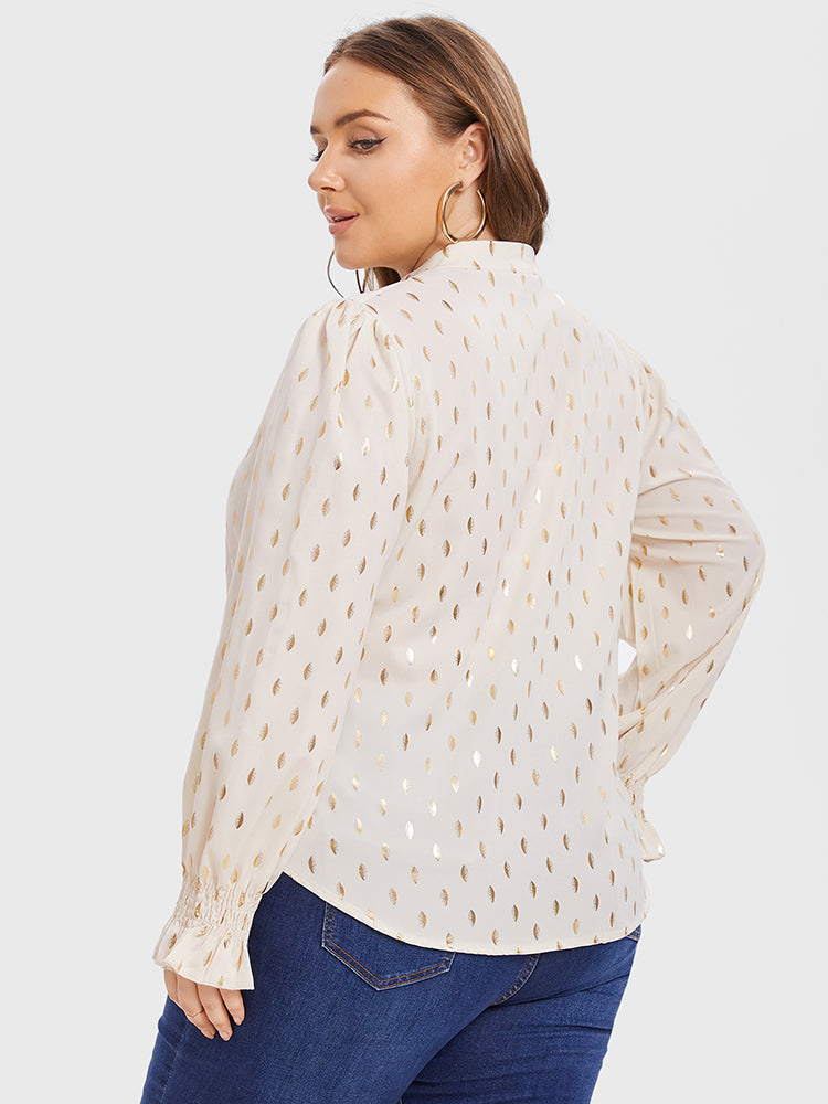 Feather Print Flounce Sleeve Blouse