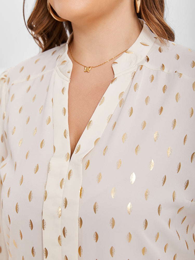 Feather Print Flounce Sleeve Blouse