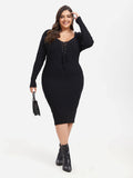 VIP Lace Up Front Midi Sweater Dress
