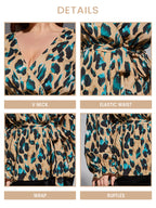 Plus Leopard Print Flounce Sleeve Belted Blouse