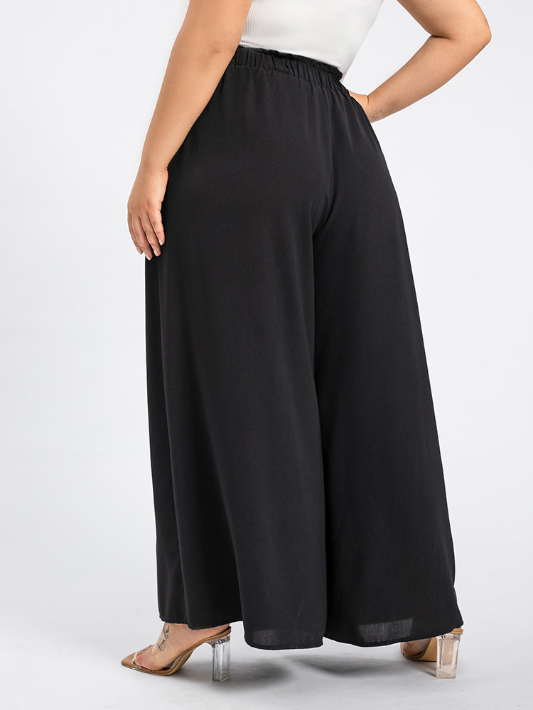 Plus Paperbag Waist Belted Wide Leg Pants