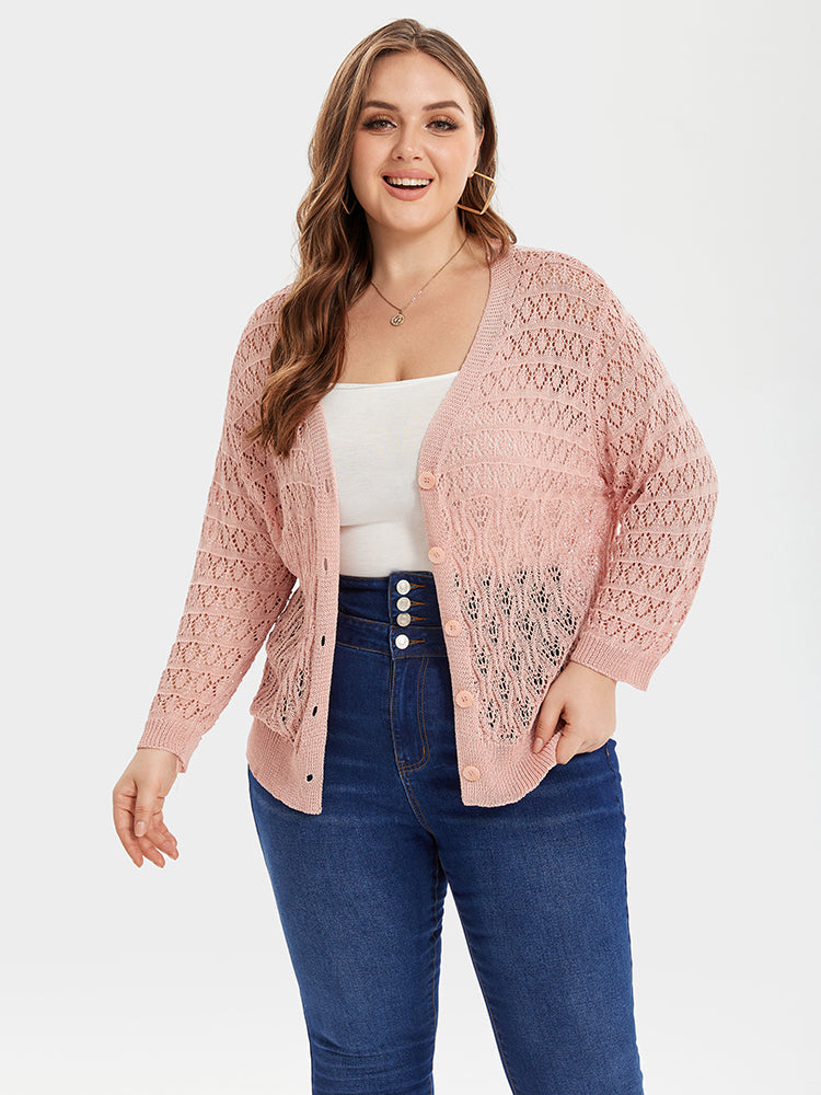 VIP Pointelle Knit Button Front Cardigan