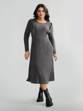 Round Neck Striped Flutter Sleeve Sweater Dress