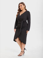 VIP Ruched Side Tulip Hem Midi Dress