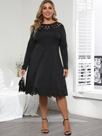 Plus Black Hollow Out Midi Dress
