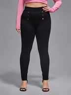 VIP Plus Plain Button Elastic Waist Pants