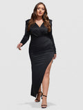 VIP Plus Ruched Crisscross Asymmetrical Hem Maxi Dress