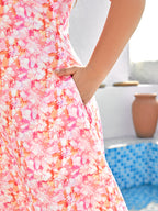Plus Pink Floral Spaghetti Strap Maxi Dress