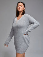 Plus Lace Panel Bodycon Sweater Dress
