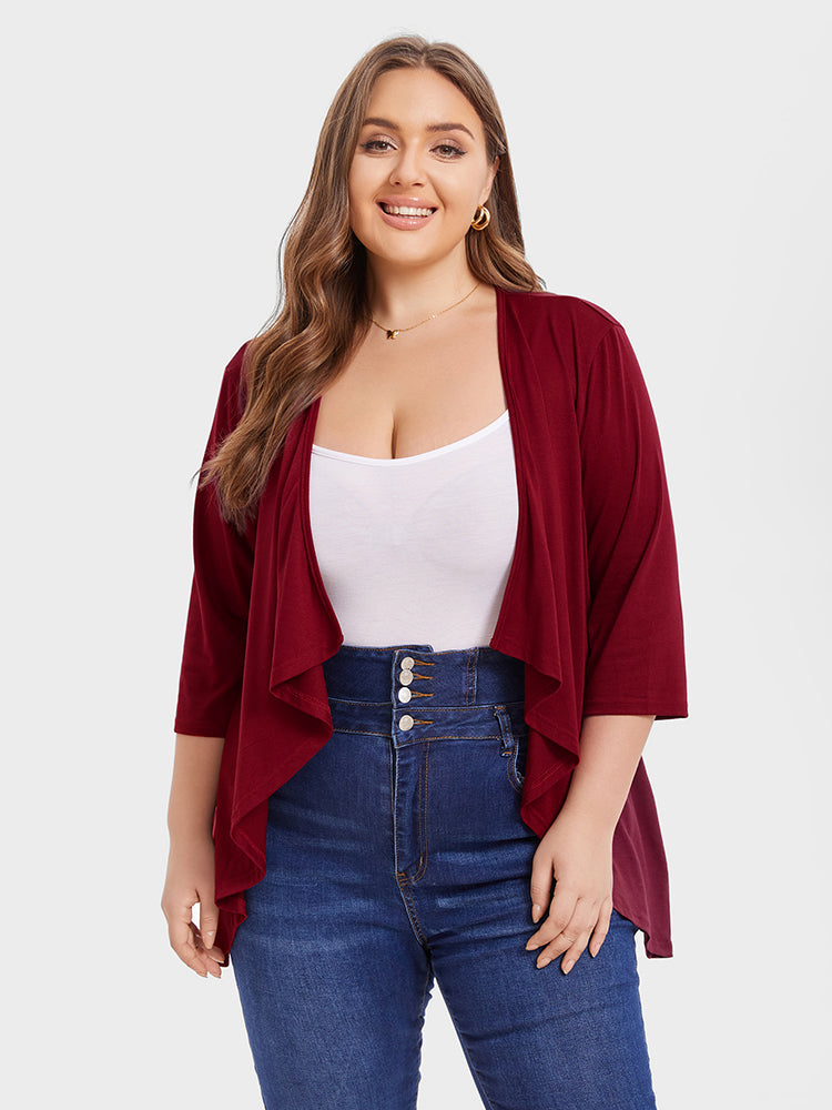 VIP Solid Open Front Asymmetrical Hem Coat