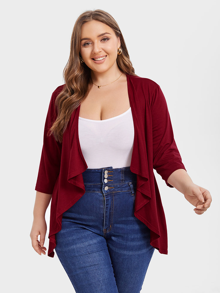 VIP Solid Open Front Asymmetrical Hem Coat