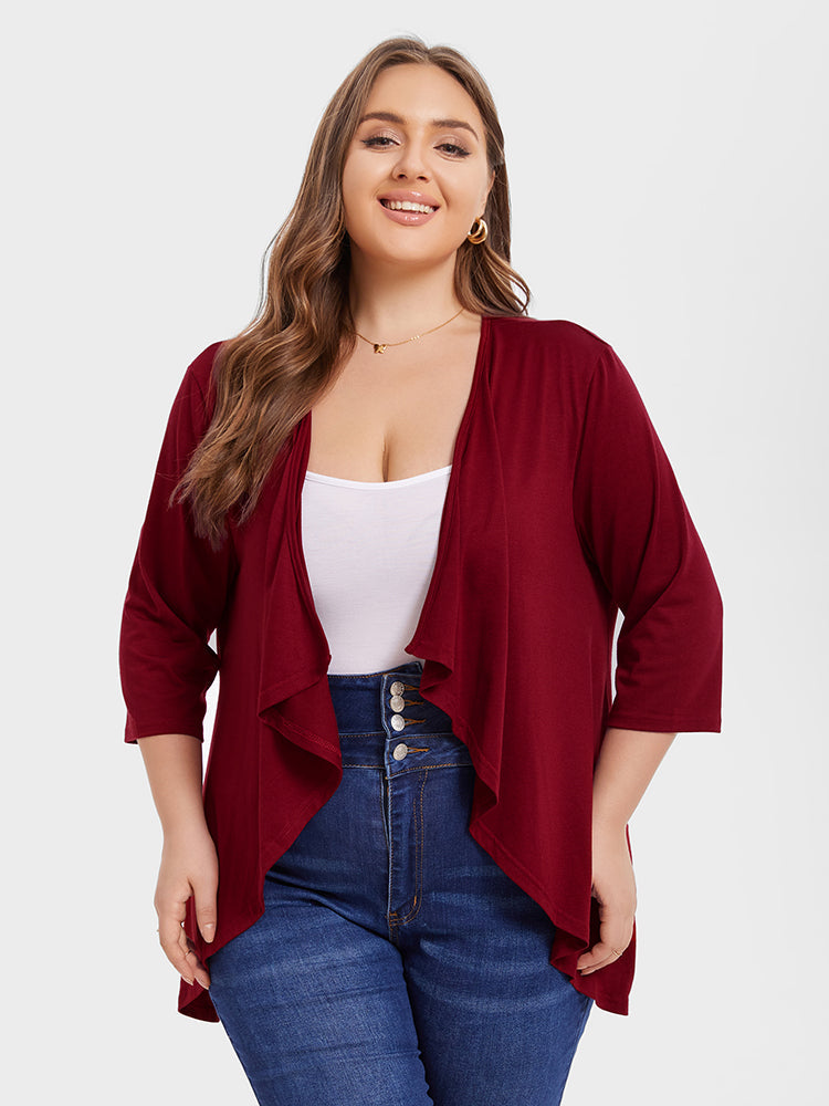 VIP Solid Open Front Asymmetrical Hem Coat