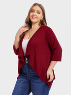 VIP Solid Open Front Asymmetrical Hem Coat