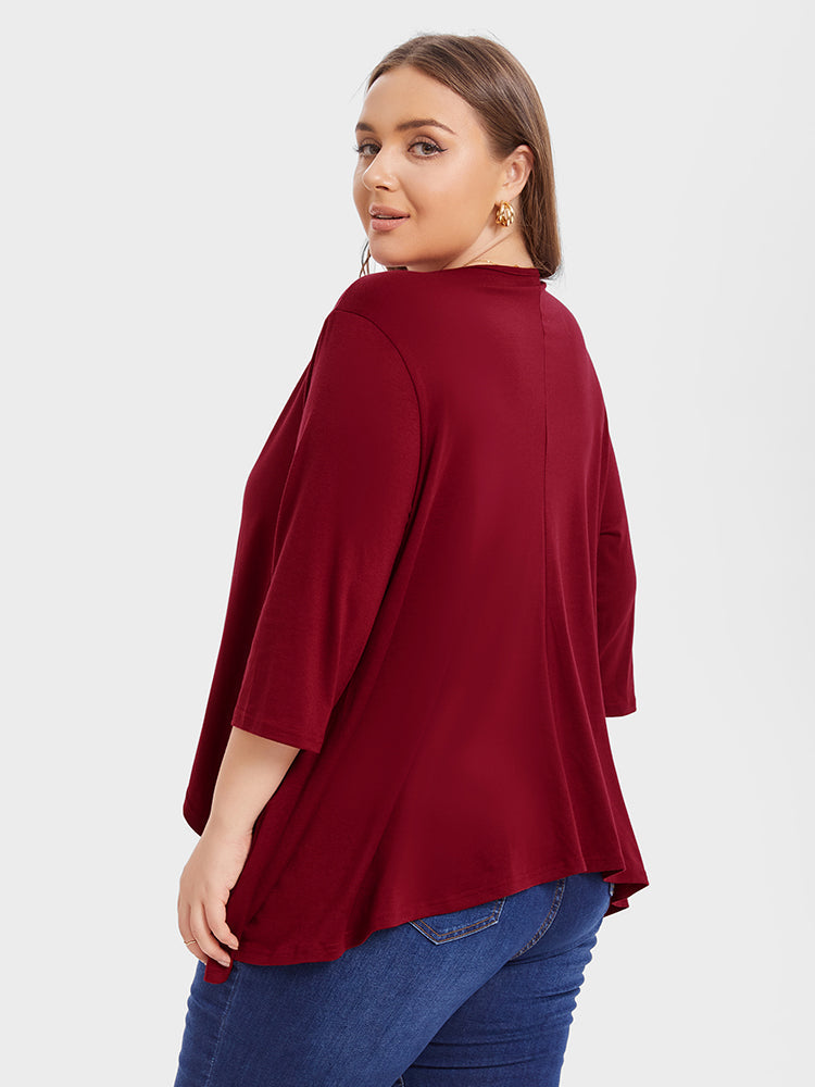 VIP Solid Open Front Asymmetrical Hem Coat