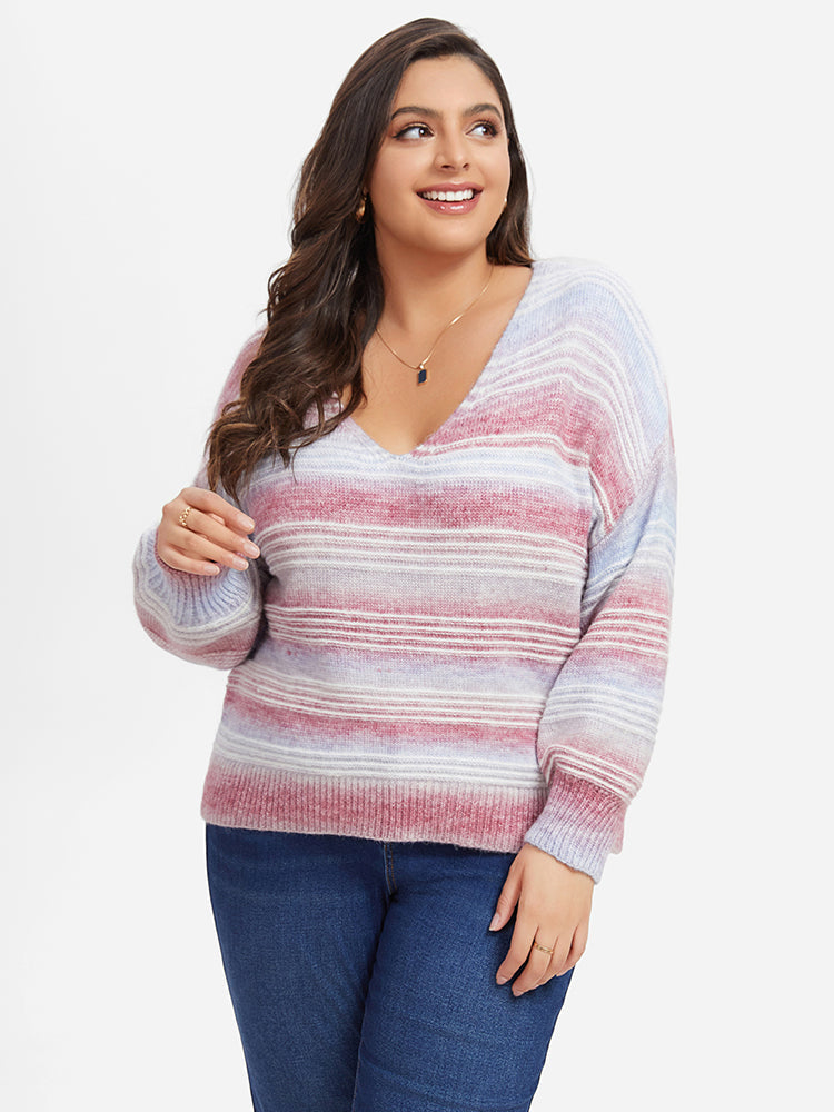 VIP Ombre V-Neck Drop Shoulder Sweater