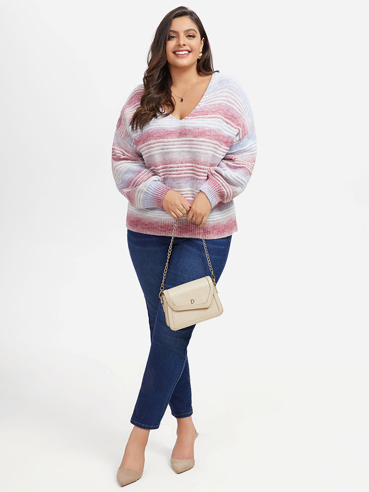 VIP Ombre V-Neck Drop Shoulder Sweater