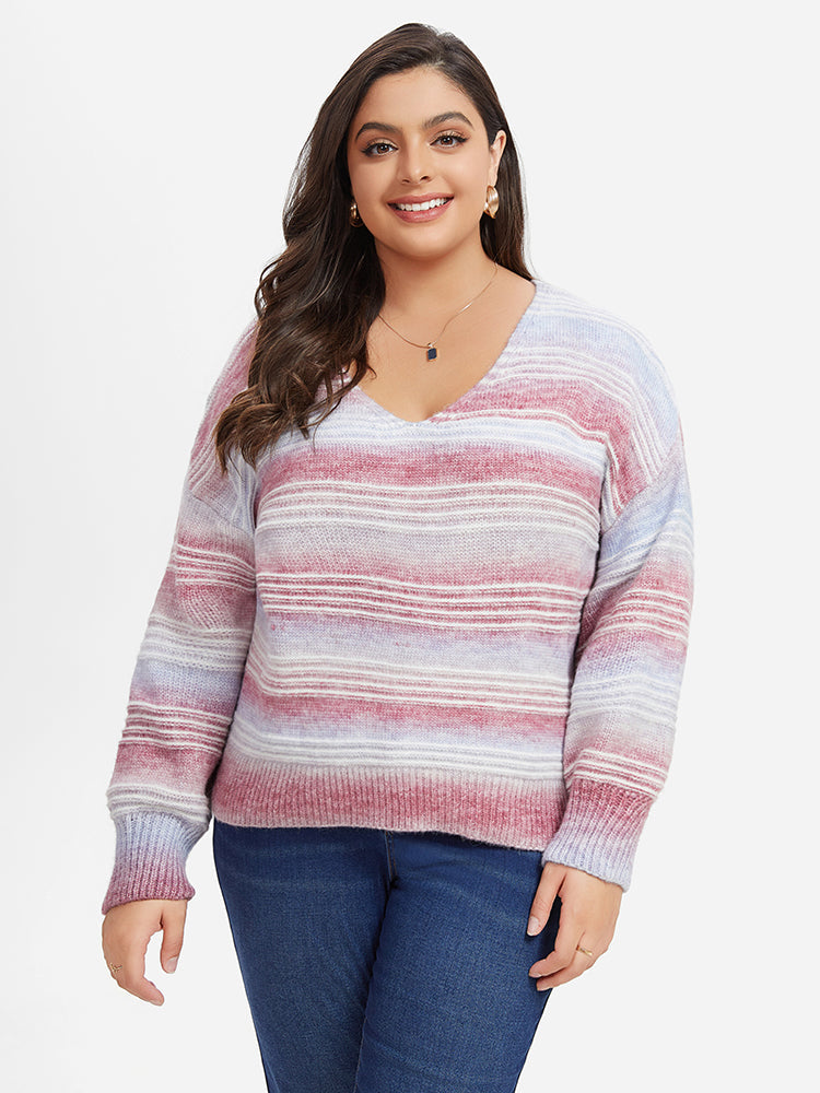 VIP Ombre V-Neck Drop Shoulder Sweater