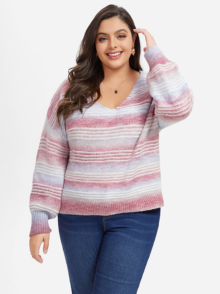 VIP Ombre V-Neck Drop Shoulder Sweater