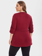 Square Neck Elastic Waist Ruched Tee
