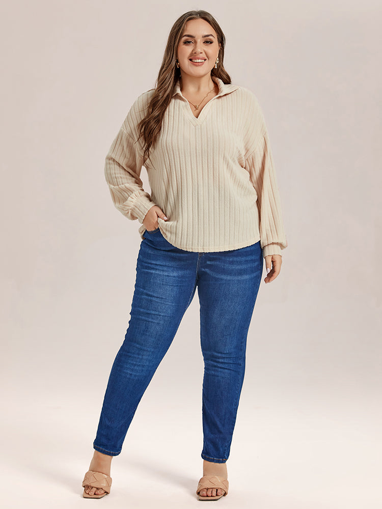 VIP Solid Drop Shoulder Ribbed Knit Tee