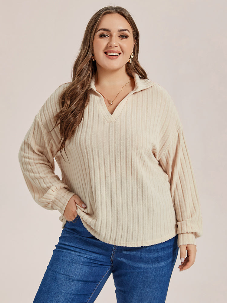 VIP Solid Drop Shoulder Ribbed Knit Tee