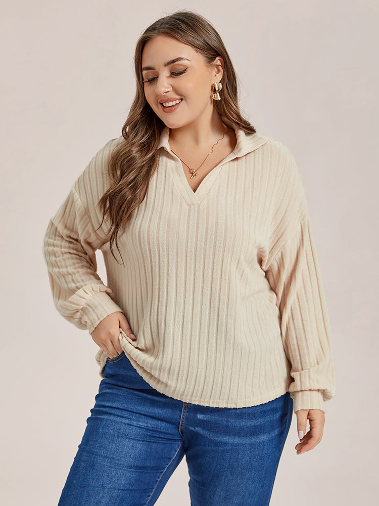 VIP Solid Drop Shoulder Ribbed Knit Tee