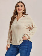 VIP Solid Drop Shoulder Ribbed Knit Tee