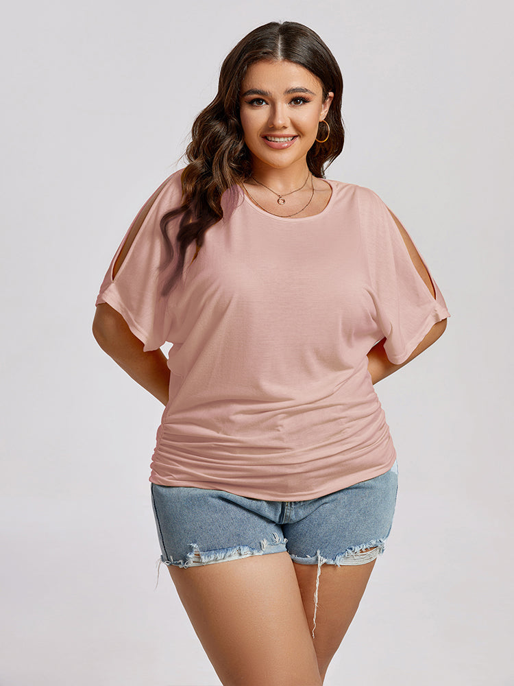 VIP Plus Plain Ruched Cut Out Tee