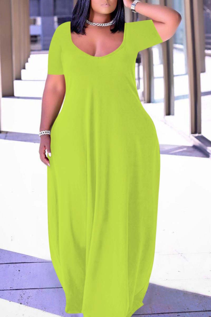 Xpluswear Plus Size Casual Burgundy Short Sleeves Solid Cocoon Summer Sun Maxi Dress