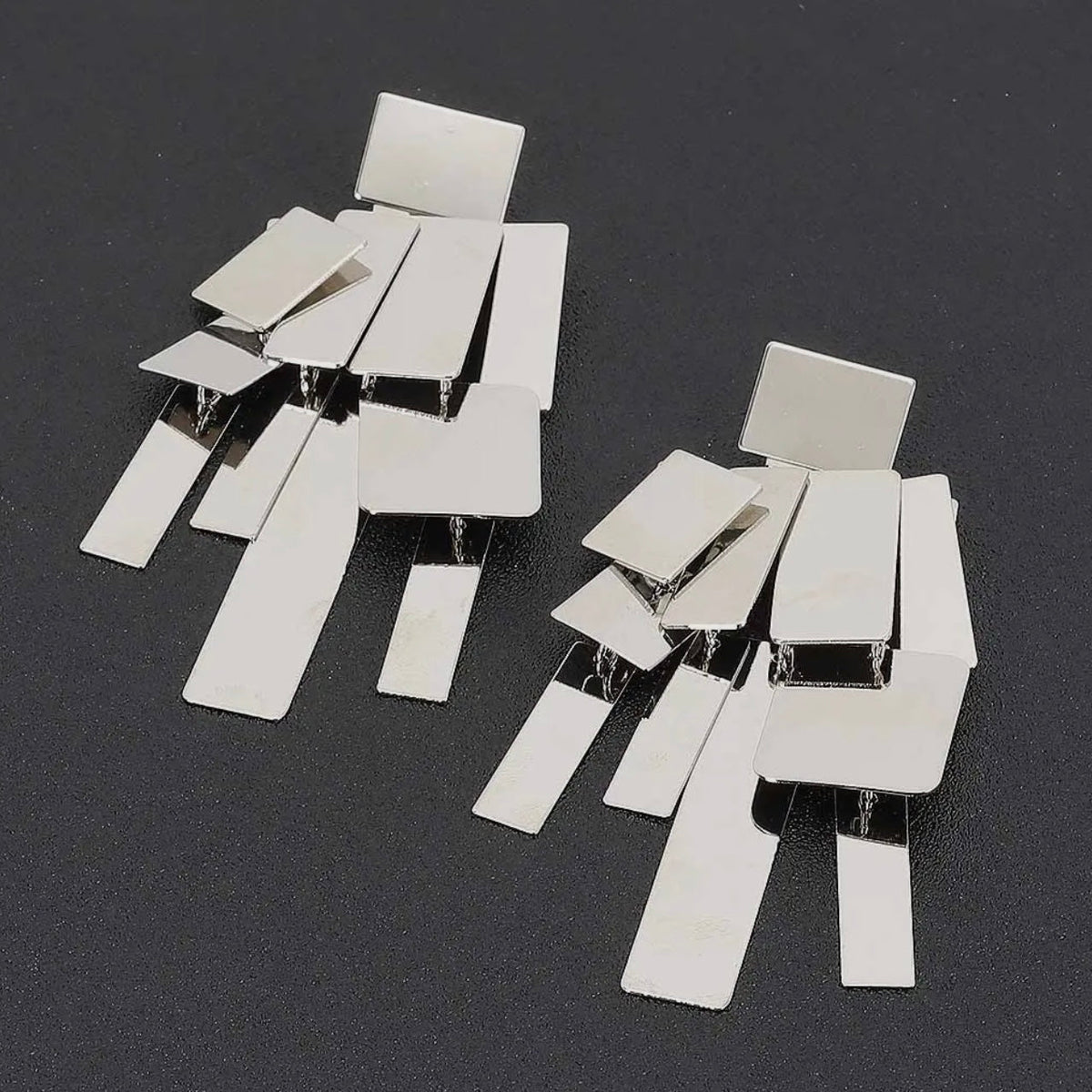 Silver Geometry Drop Earrings