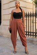 Pretty Pleats Harem Pants - RUST
