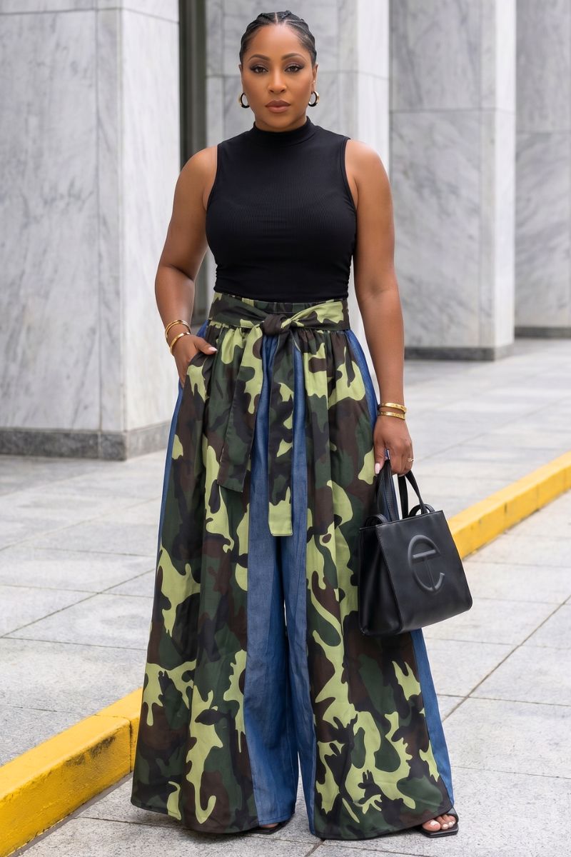 Runway Rebel Camo Palazzo Pants