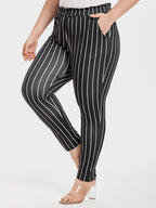 VIP Striped Paperbag Waist Skinny Pants