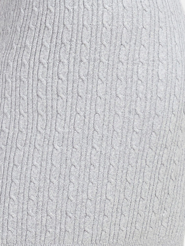 VIP Solid Cable Knit Midi Sweater Dress