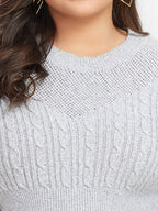 VIP Solid Cable Knit Midi Sweater Dress