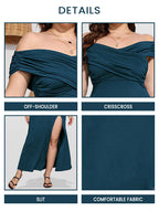 VIP Plus Ruched Crisscross Split Mermaid Maxi Dress