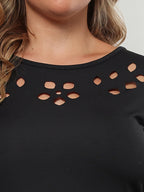 Plus Black Hollow Out Midi Dress