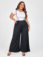Plus Black Spaghetti Strap Wide Leg Jumpsuit Without Tees