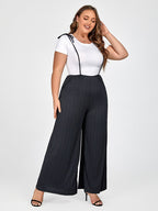 Plus Black Spaghetti Strap Wide Leg Jumpsuit Without Tees