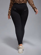 VIP Plus Zipper Elastic Waist Skinny Pants
