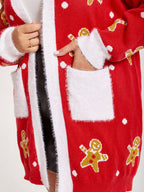 VIP Christmas Print Contrast Trim Dual Pocket Cardigan