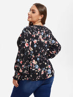 VIP Floral Print Flounce Sleeve Peplum Blouse